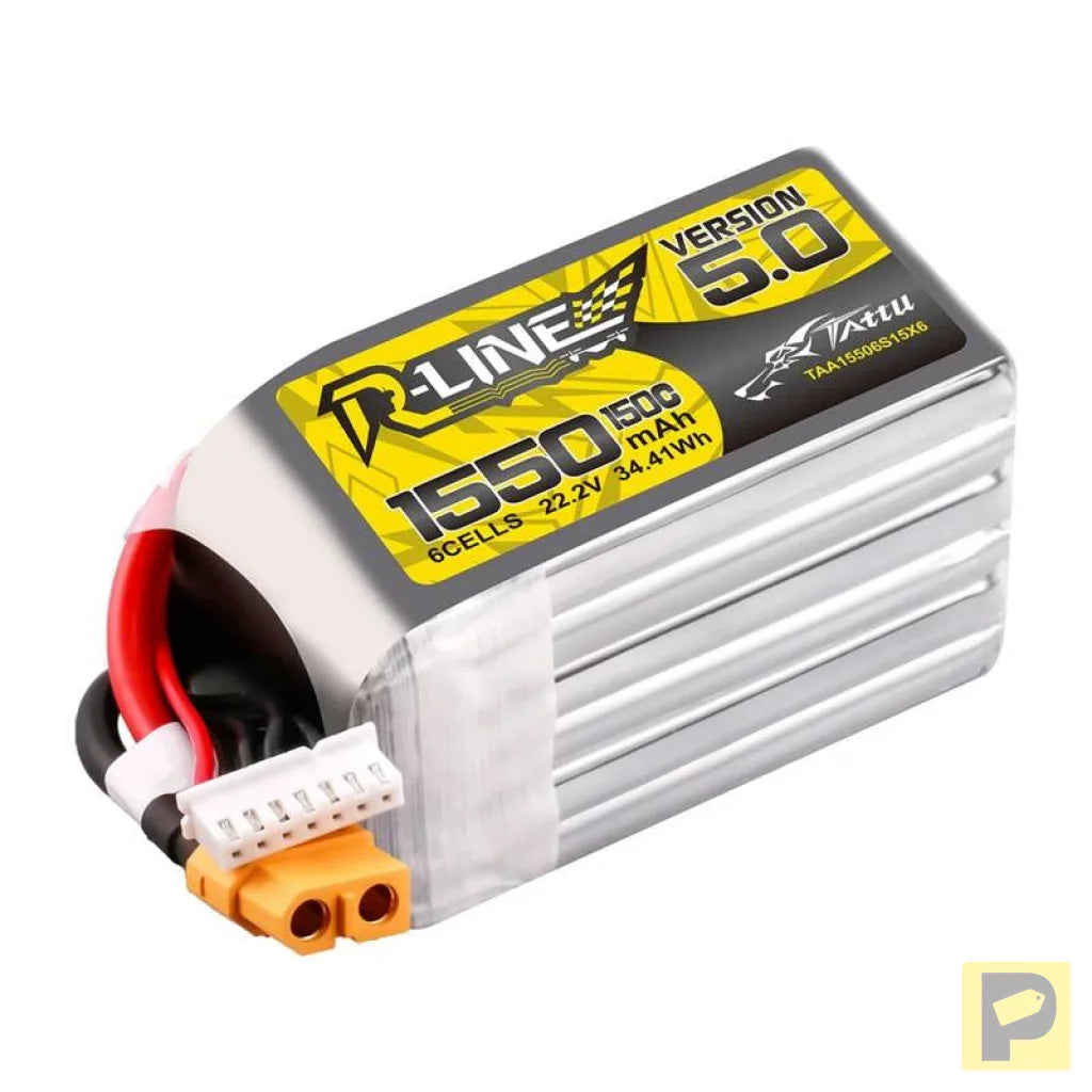 Lipo Tattu R-Line Version 5.0 1550mAh 22.2V 150C 6S battery with XT60 connector