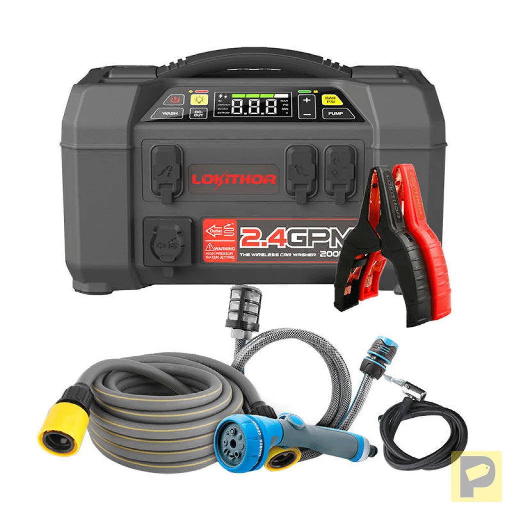Lokithor AW401 Jump Starter / Booster 2500A + Powerbank 20000mAh + Compressor + Flash Light + Power Wash 5-in-1 Device