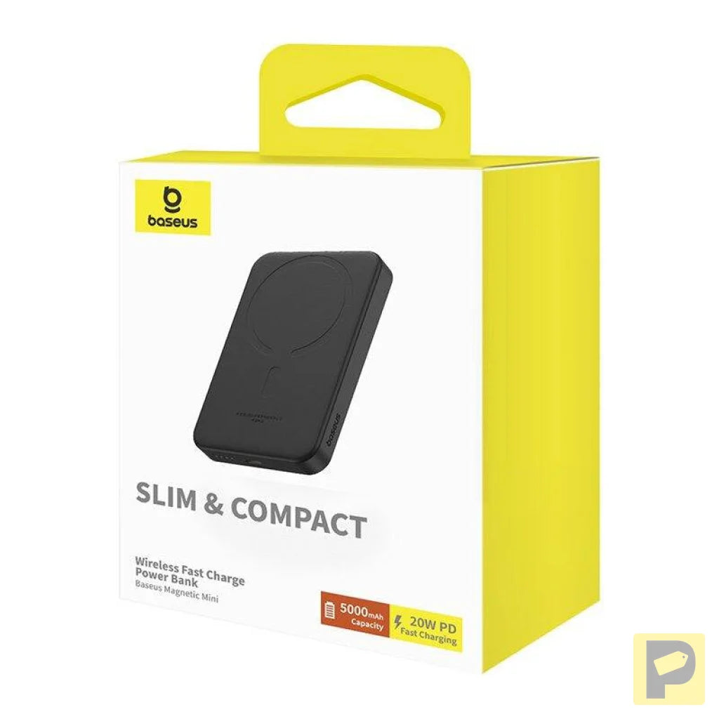 Magnetic Mini Powerbank Baseus 5000mAh, USB-C 20W (black)