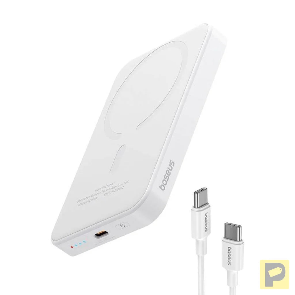 Magnetic Mini Powerbank Baseus 5000mAh, USB-C 20W (white)
