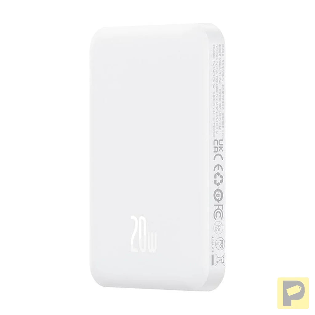 Magnetic Mini Powerbank Baseus 5000mAh, USB-C 20W (white)