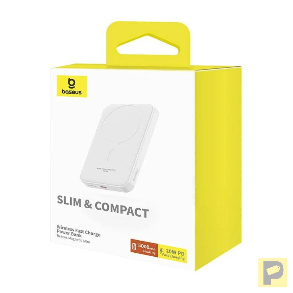 Magnetic Mini Powerbank Baseus 5000mAh, USB-C 20W (white)