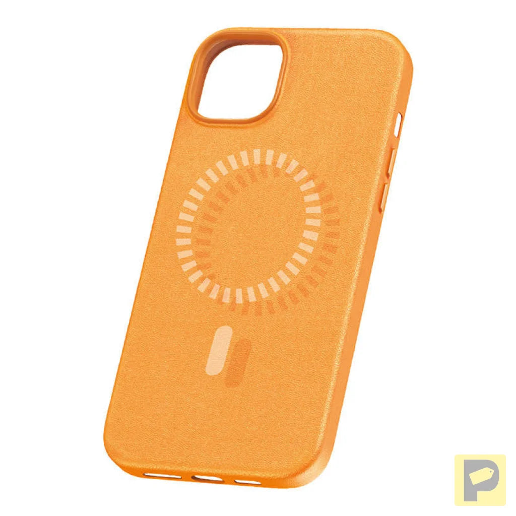 Magnetic Phone Case for iPhone 15 Plus Baseus Fauxther Series (Orange)
