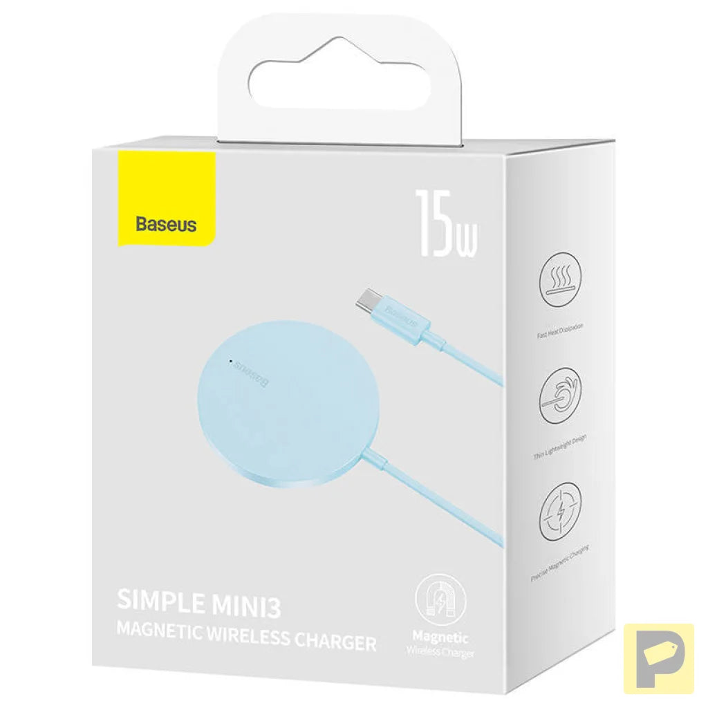 Magnetic Wireless Charger Baseus Simple Mini 3 15W (Blue)