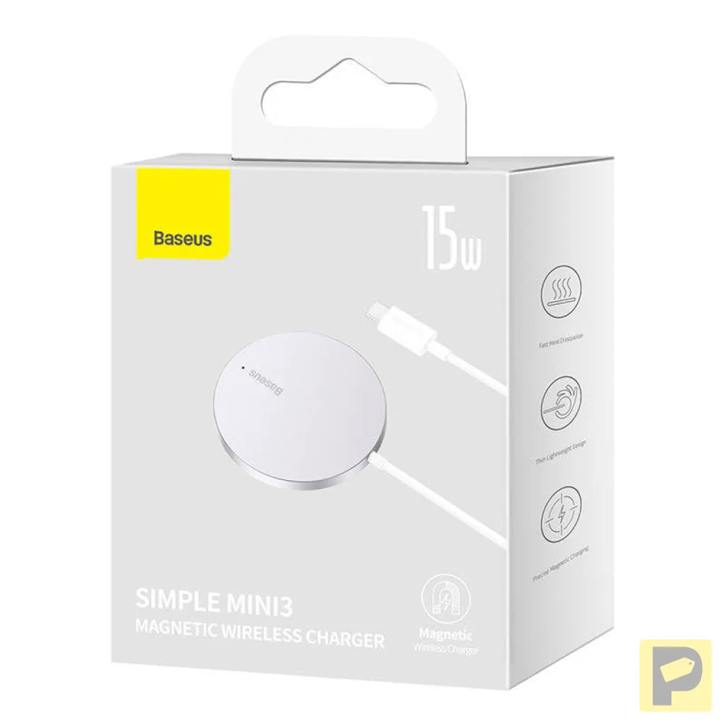 Magnetic Wireless Charger Baseus Simple Mini3 15W (Silver)