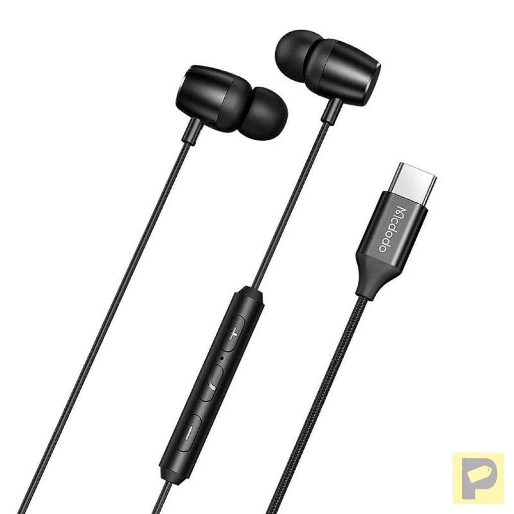 Mcdodo HP-1050 in-ear, wired headphones, USB-C (black)