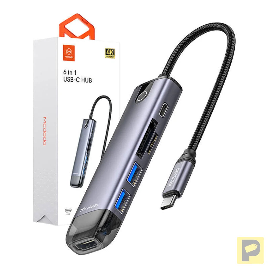 Mcdodo HU-7420 6-in-1 USB-C Hub (USB-C, USB3.0*2, SD, TF, HDMI)