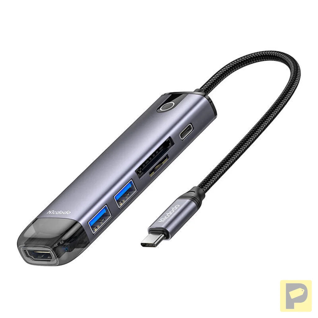 Mcdodo HU-7420 6-in-1 USB-C Hub (USB-C, USB3.0*2, SD, TF, HDMI)