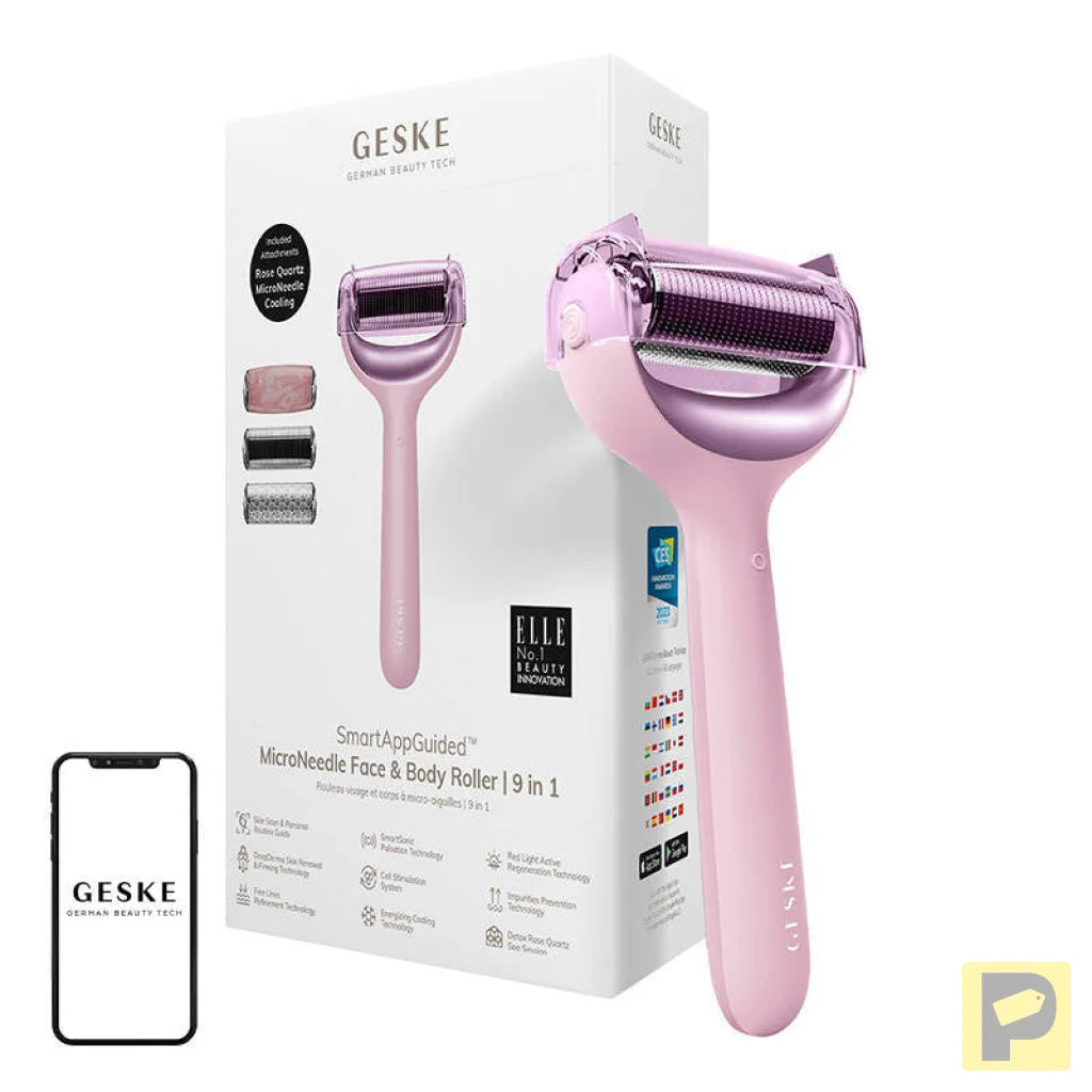 MicroNeedle Face&Body Roller 9in1 Geske with APP (pink)