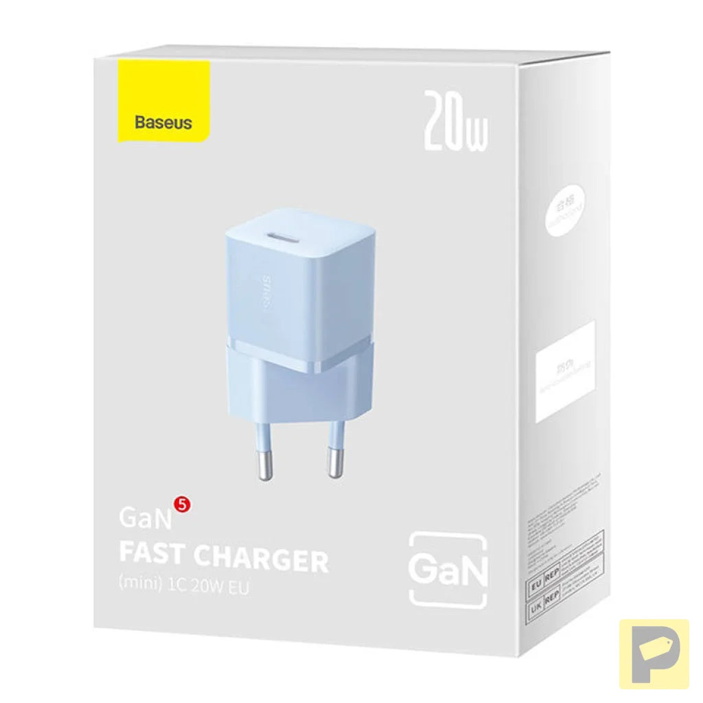 Mini wall charger Baseus GaN5 20W (blue)