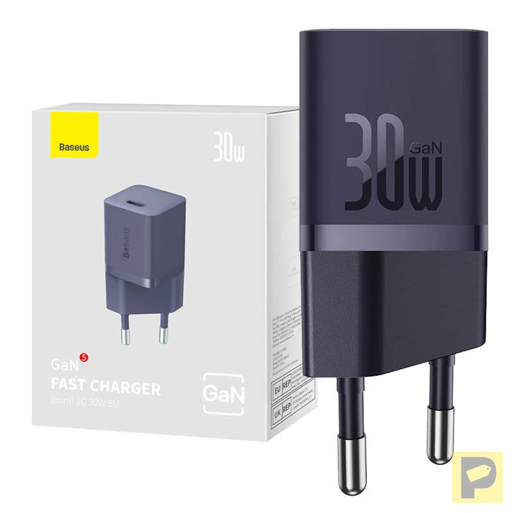Mini wall charger Baseus GaN5 30W (purple)