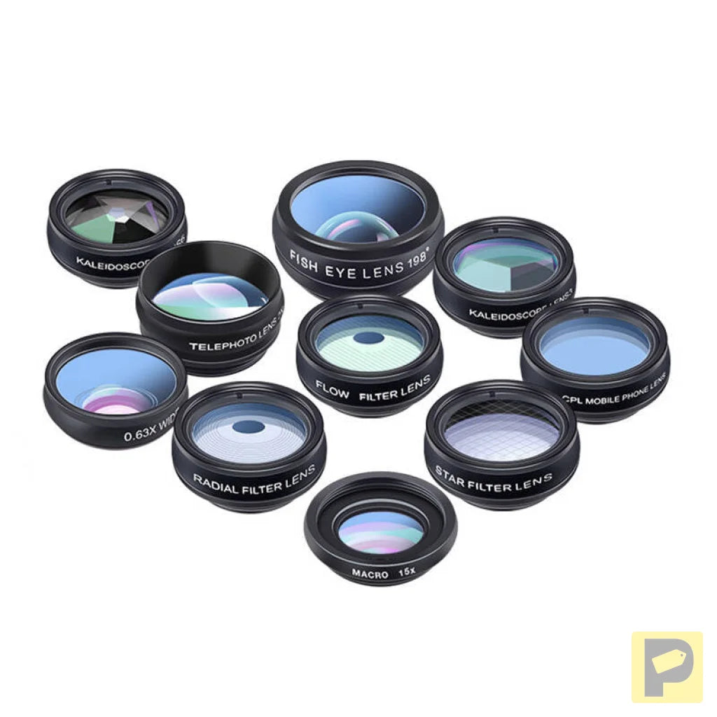 Mobile lens kit APEXEL APL-DG10 10 in 1 (black)