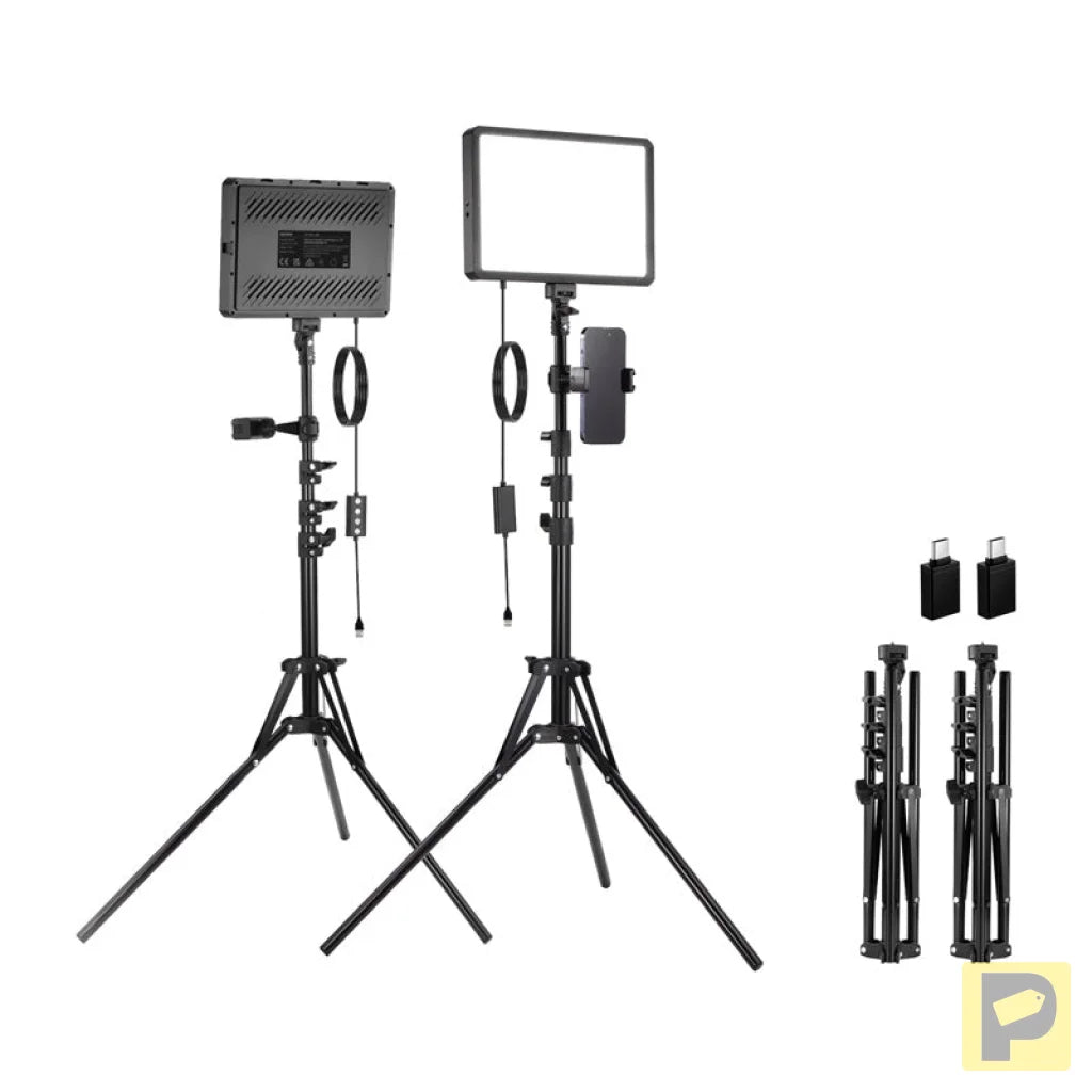 Neewer BP300 studio set two LED lights + tripods + phone holders
