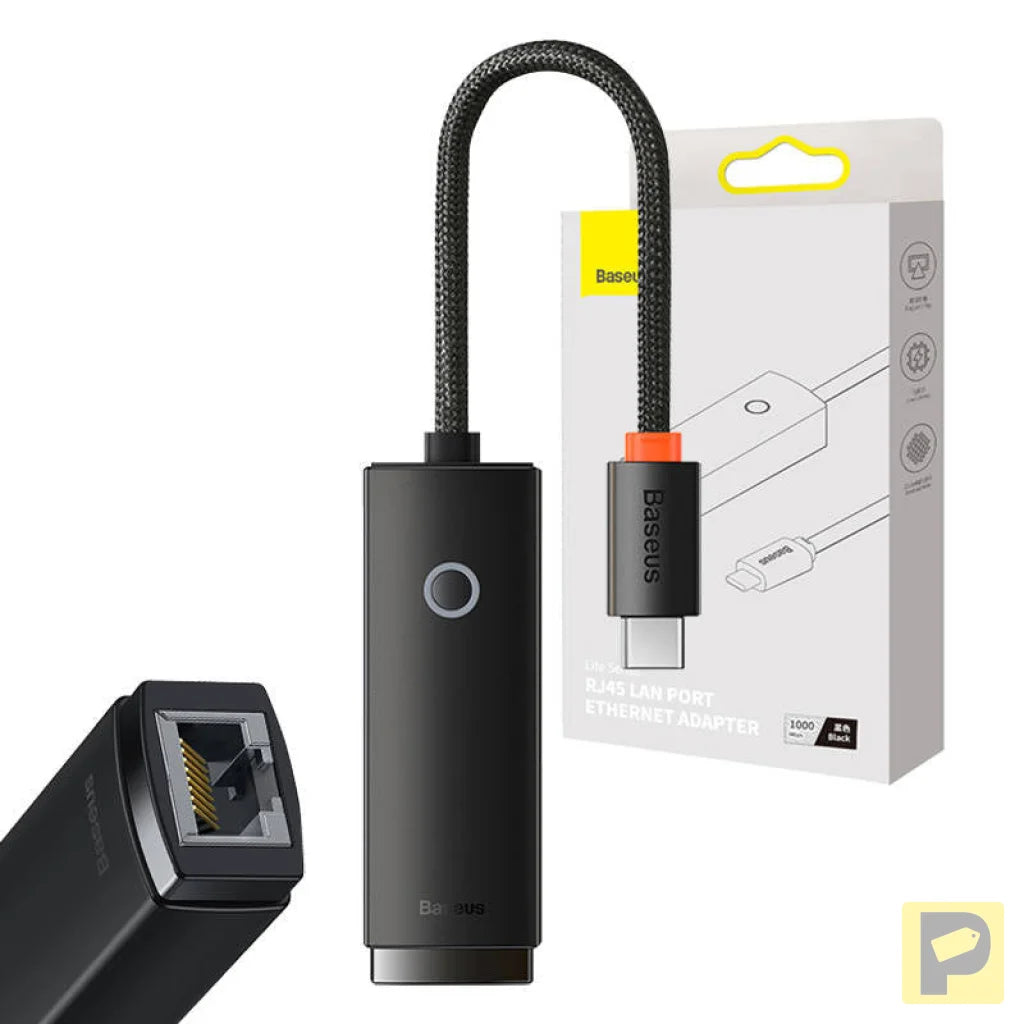 Network adapter Baseus Lite Series USB-C to RJ45 (black)