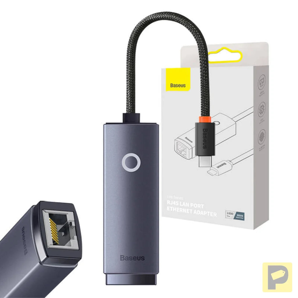 Network adapter Baseus Lite Series USB-C to RJ45 (grey)