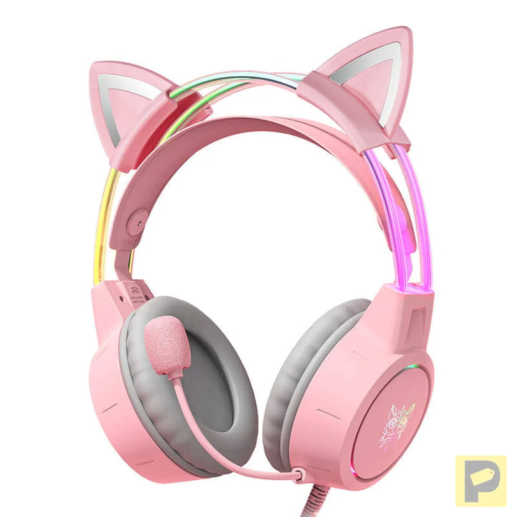 ONIKUMA X15Pro Gaming Headphones Pink/Cat Ears