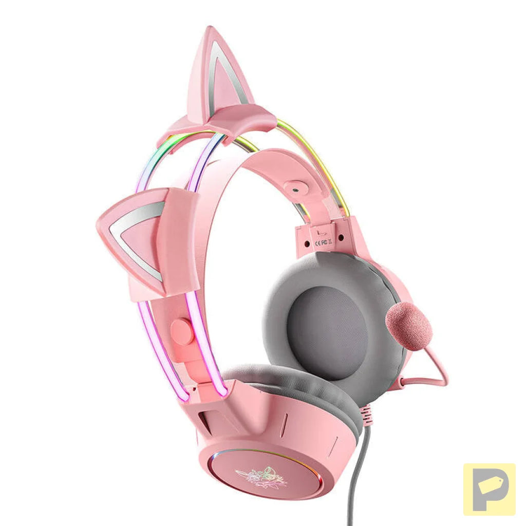 ONIKUMA X15Pro Gaming Headphones Pink/Cat Ears