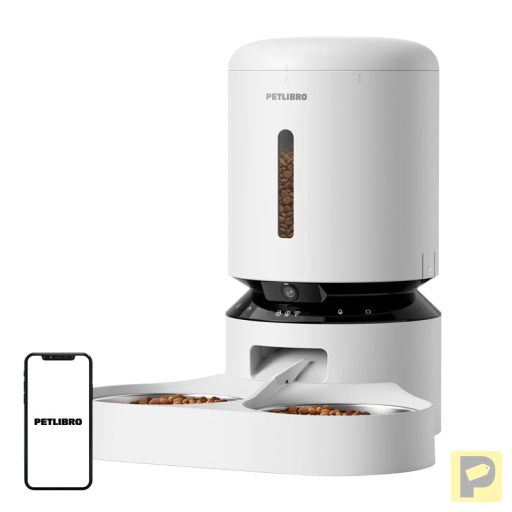 Petlibro Granary camera feed dispenser with double bowl, 5L (white)