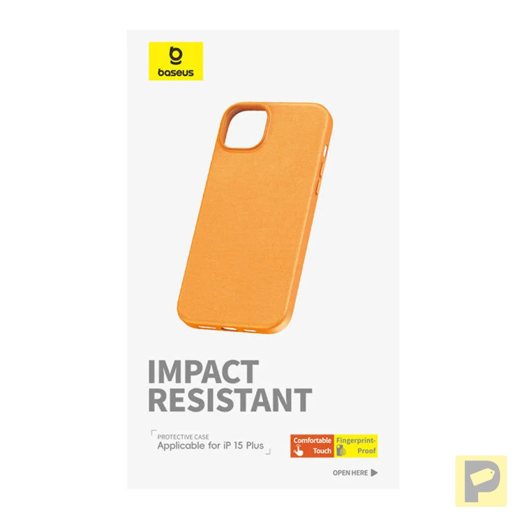 Phone Case for iPhone 15 Plus Baseus Fauxther Series (Orange)