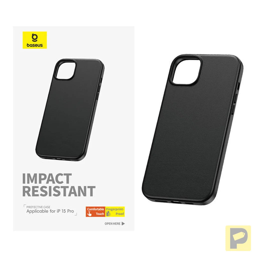 Phone Case for iPhone 15 Pro Baseus Fauxther Series (Black)
