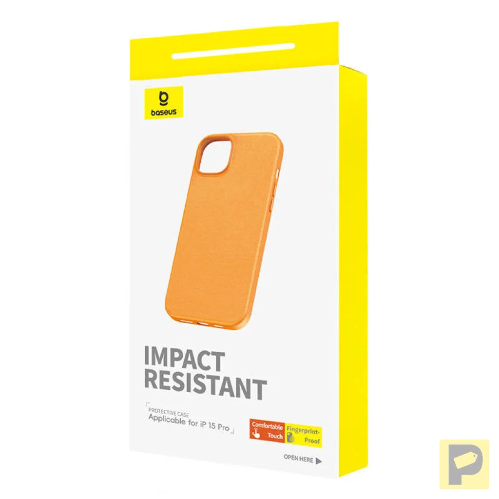 Phone Case for iPhone 15 Pro Baseus Fauxther Series (Orange)