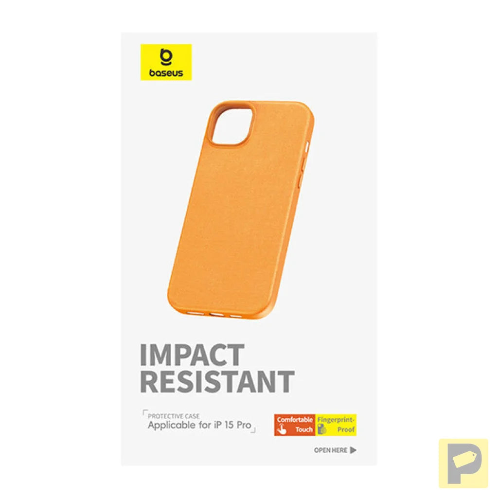 Phone Case for iPhone 15 ProMax Baseus Fauxther Series (Orange)