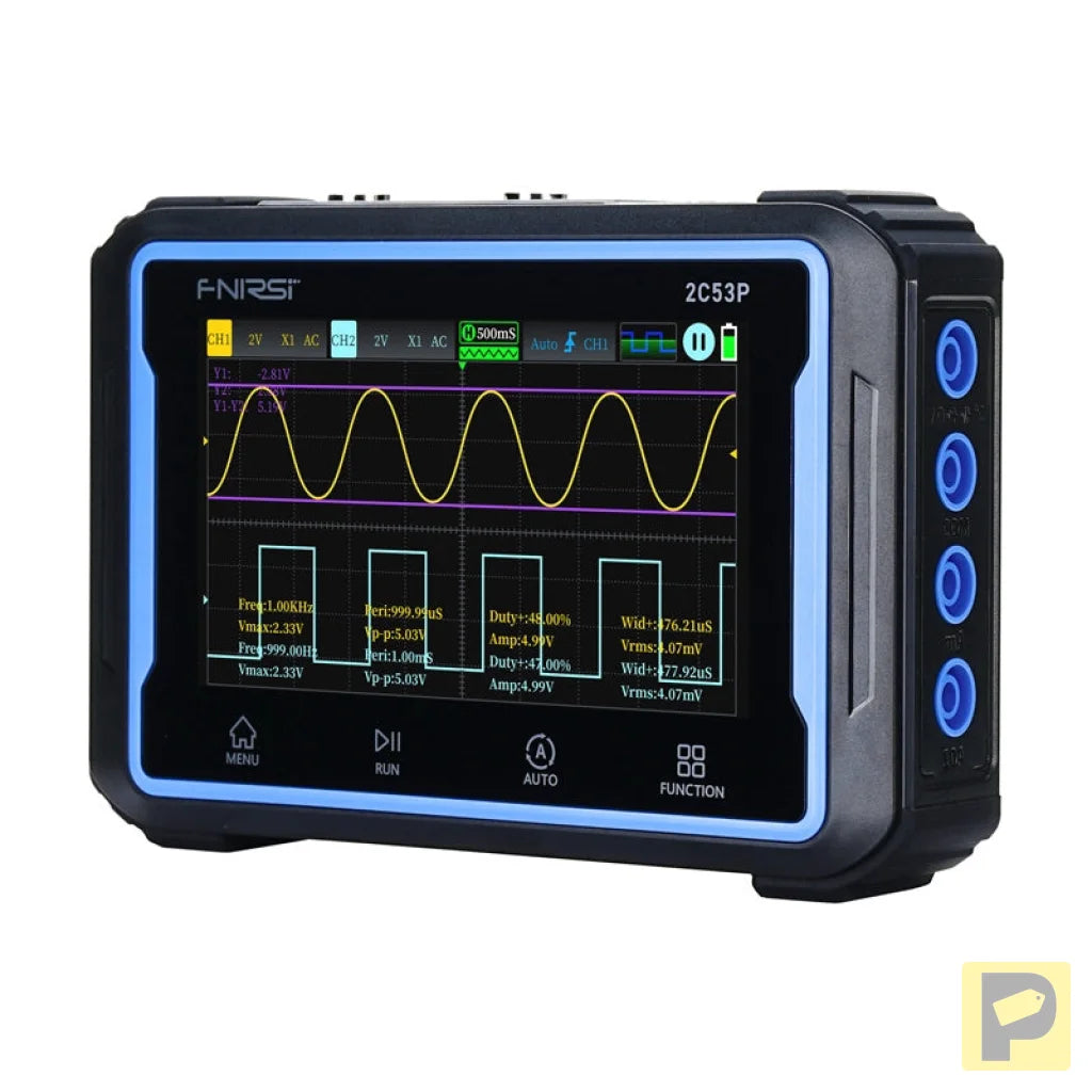 Portable 3-in-1 FNIRSI 2C53P 4.3" touchscreen oscilloscope