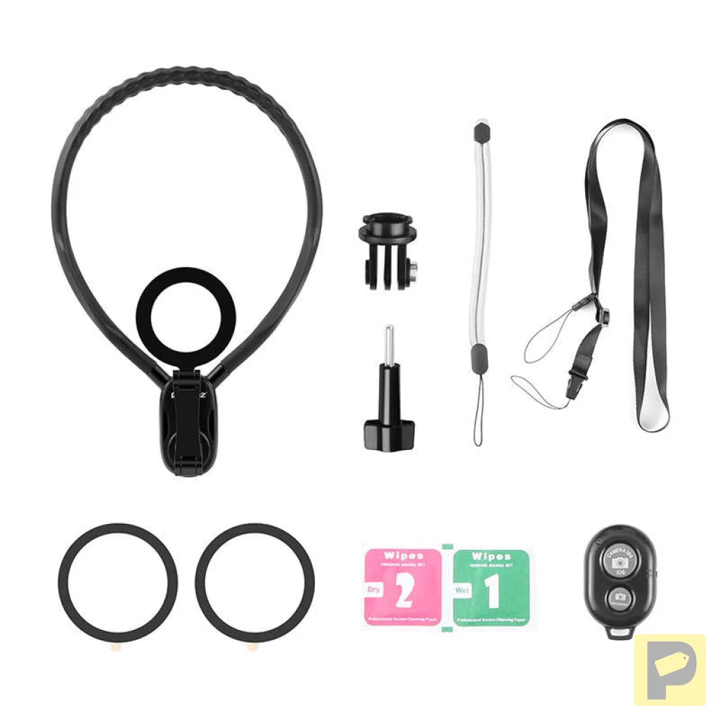 POV PULUZ neckband with attachment for sports cameras (DJI, GoPro, Insta360) and phones (Apple) (black)