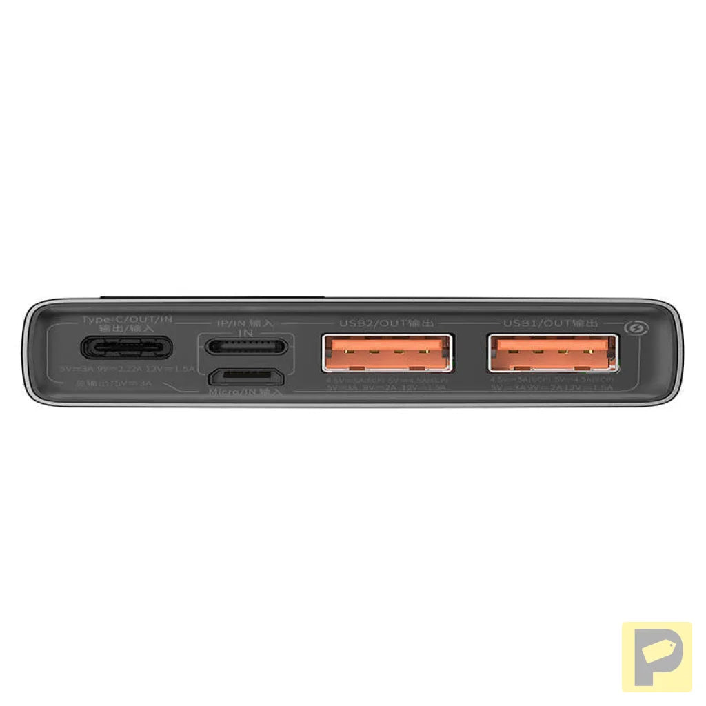 Powerbank Baseus Adaman Metal, 10000mAh, 2xUSB, USB-C, Lightning, MicroUSB  22.5W (black)