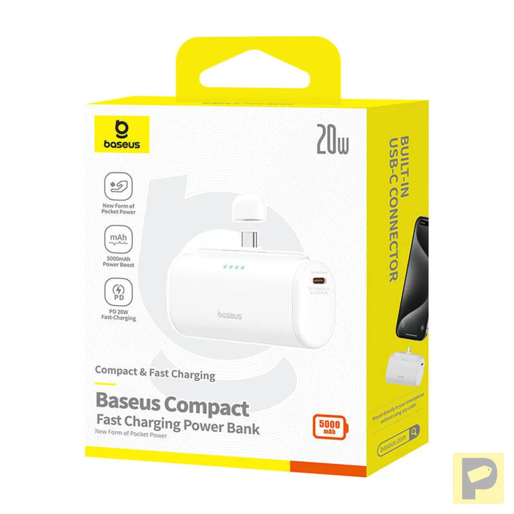 Powerbank Baseus Compact 5000mAh, 20W, USB-C (biały)