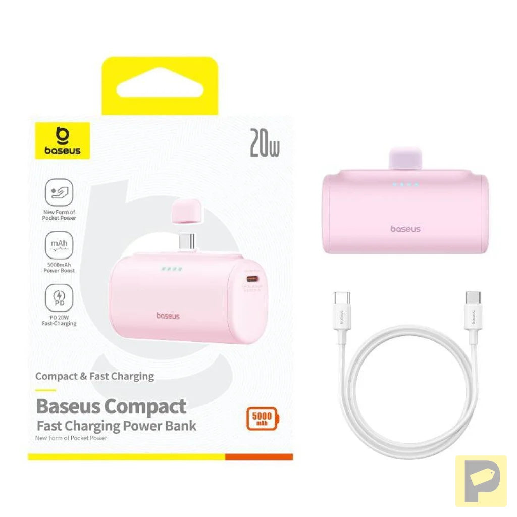 Powerbank Baseus Compact USB-C 5000mAh, 20W (pink)