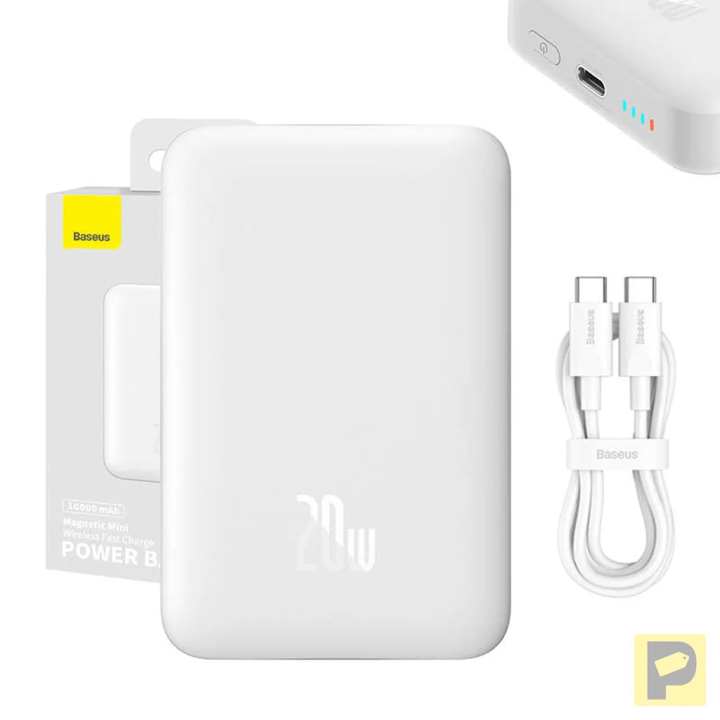 Powerbank Baseus Magnetic, 10000mAh, USB-C 20W, MagSafe (white)