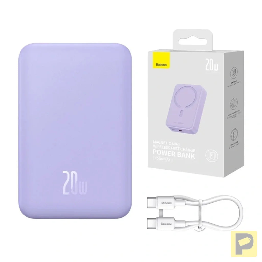 Powerbank Baseus Magnetic Mini 20000mAh, USB-C  20W MagSafe (purple)
