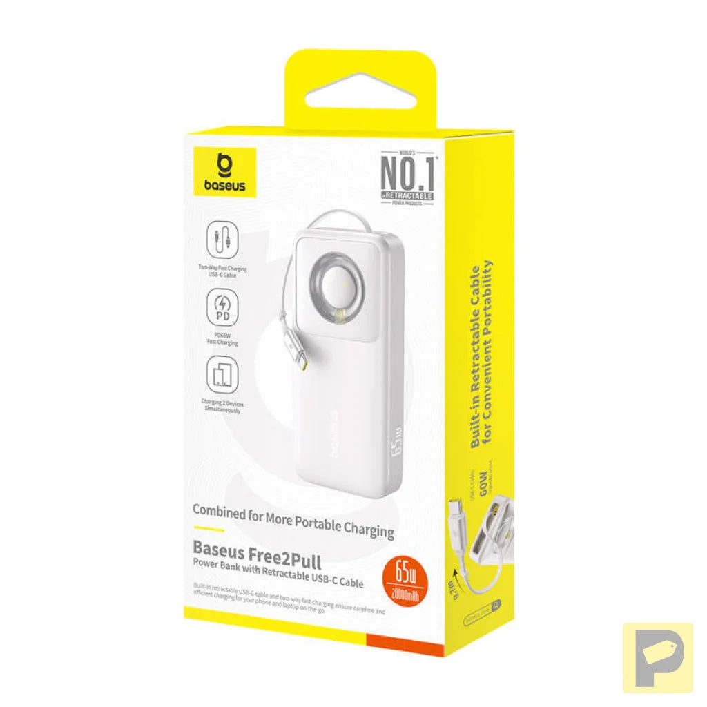 Powerbank Baseus OS Free2Pull 20000mAh 65W + cable (szary)