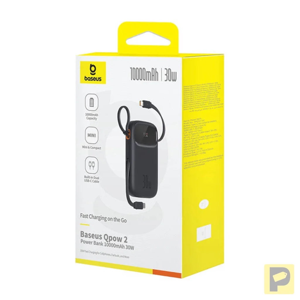 Powerbank Baseus QPow 2 10000mAh 30W 2xUSB-C (black)