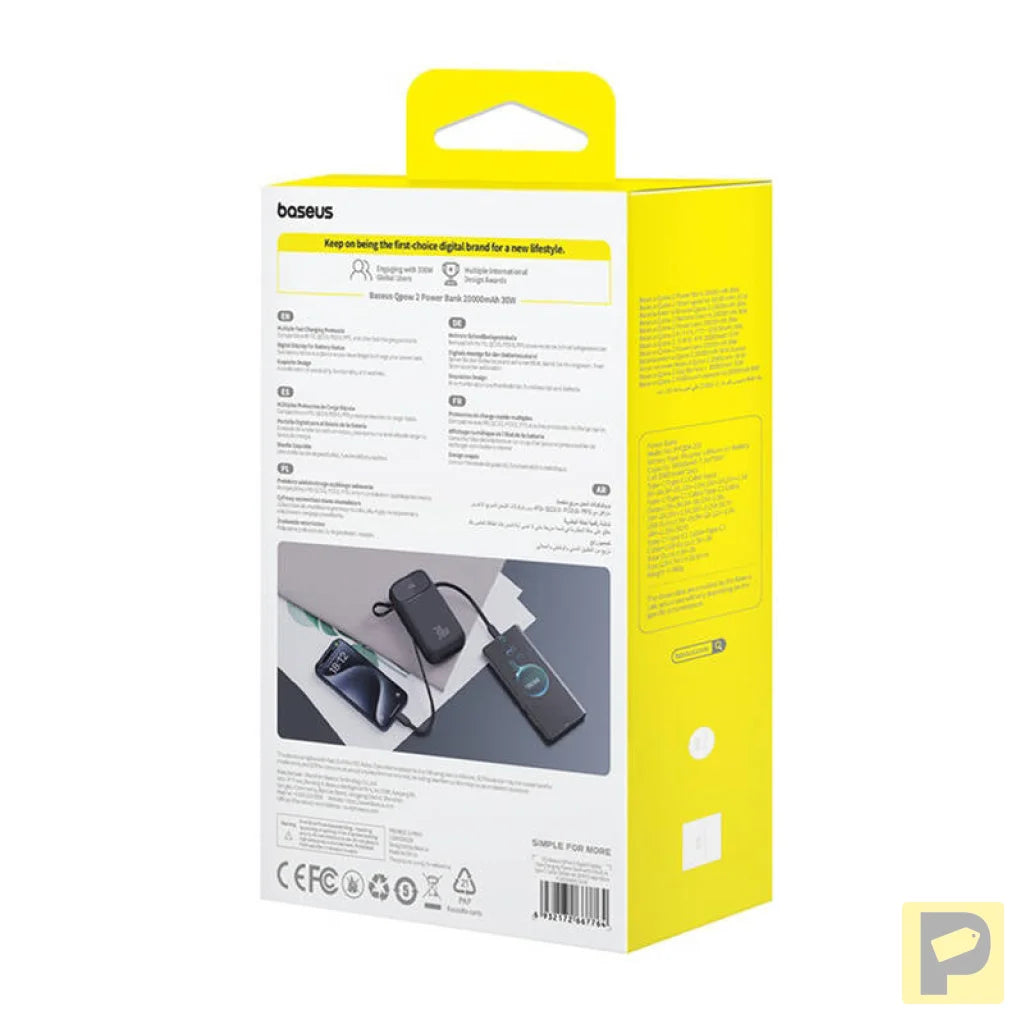 Powerbank Baseus QPow 2 20000mAh 30W 2xUSB-C (black)