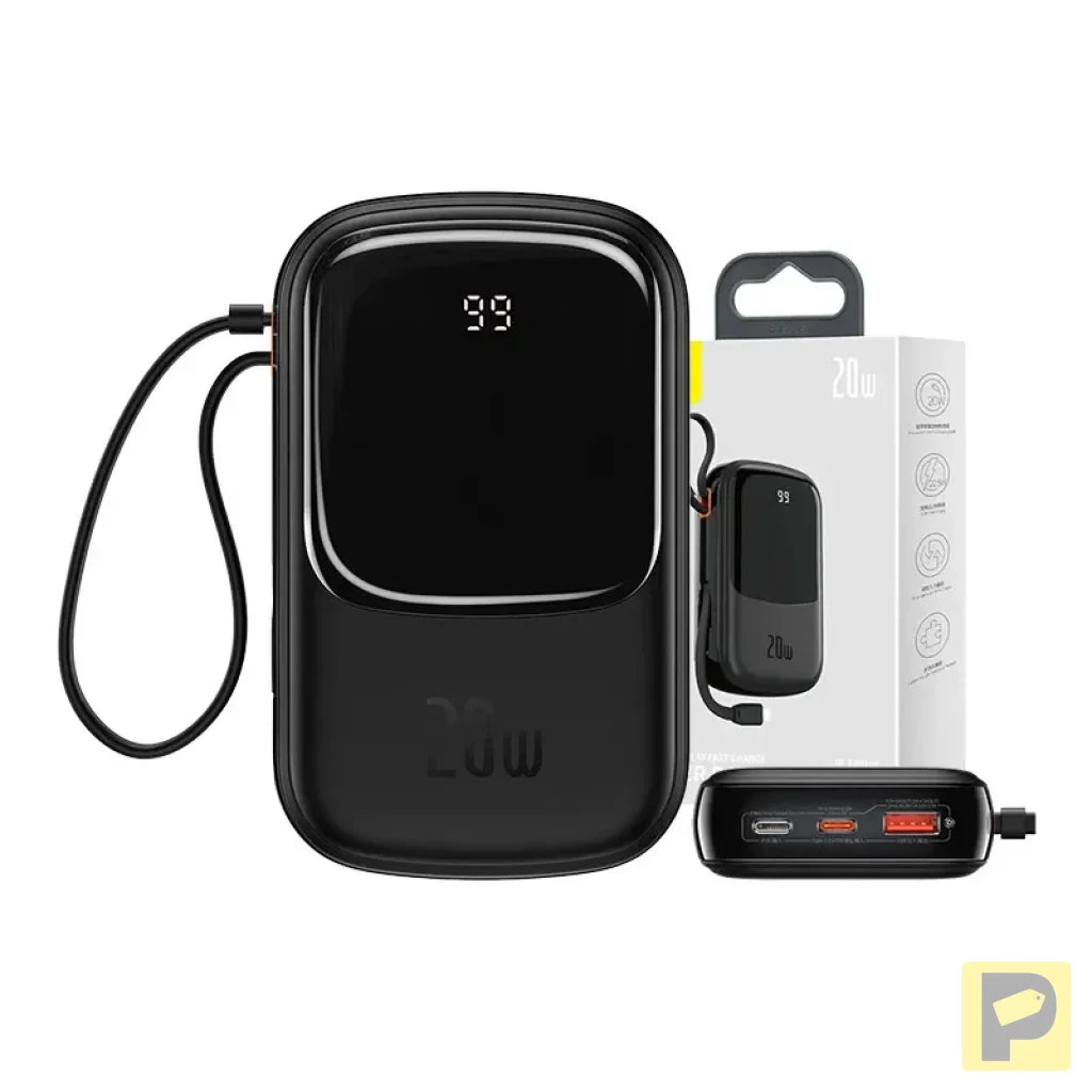 Powerbank Baseus Qpow PRO with Lightning cable, USB-C port and USB 20000mAh, 20W (Black)