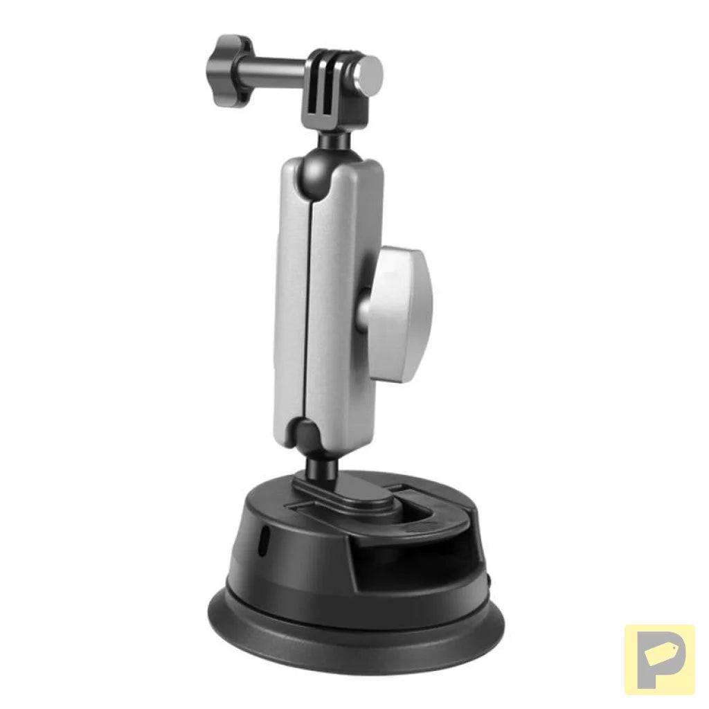 PULUZ car mount with suction cup, mounting adapter and long screw for sports cameras (including Osmo Action 3, Insta360 X3)