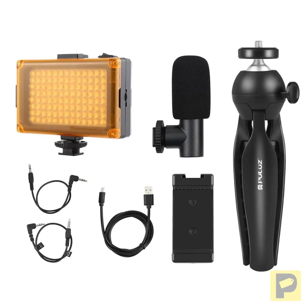 Puluz live recording set tripod + LED light + microphone + phone clip PKT3132B