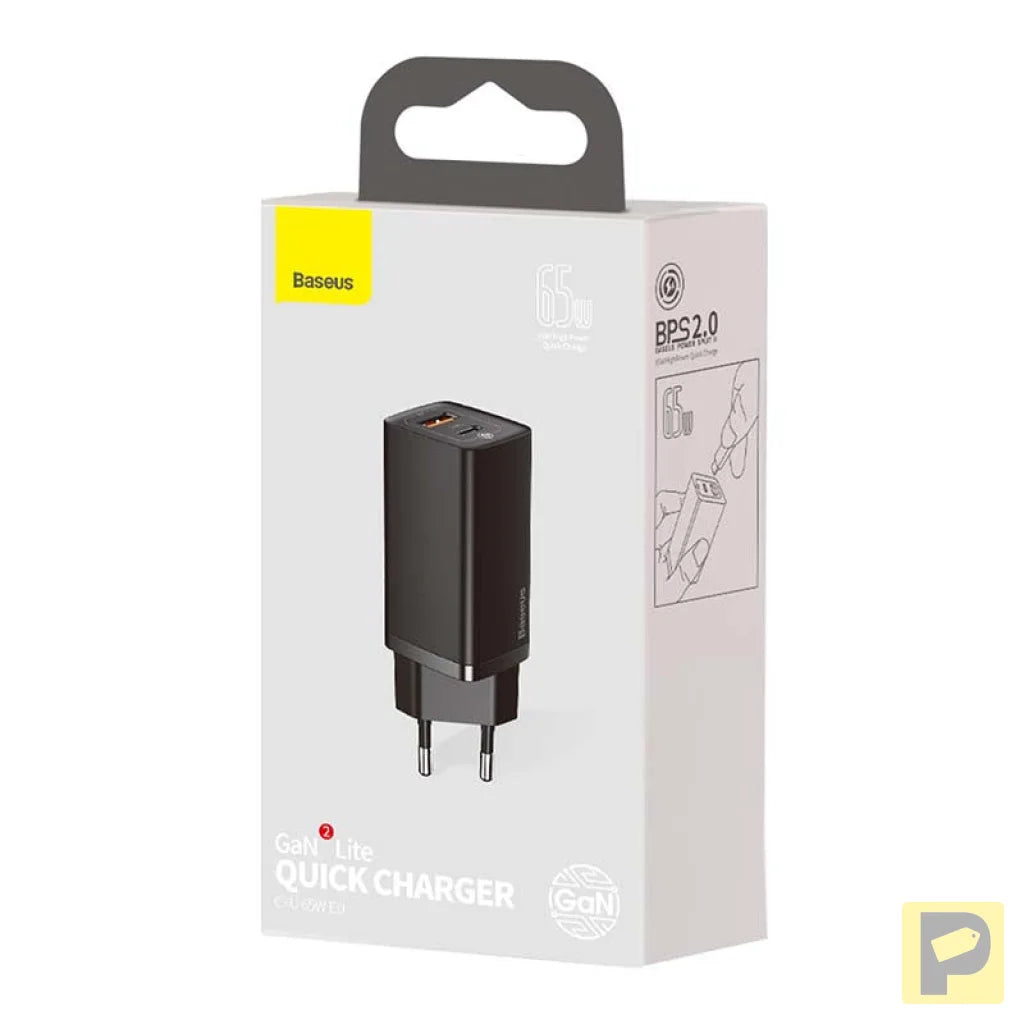 Quick Travel Charger Baseus GaN2 Lite USB+C 65W EU (black)