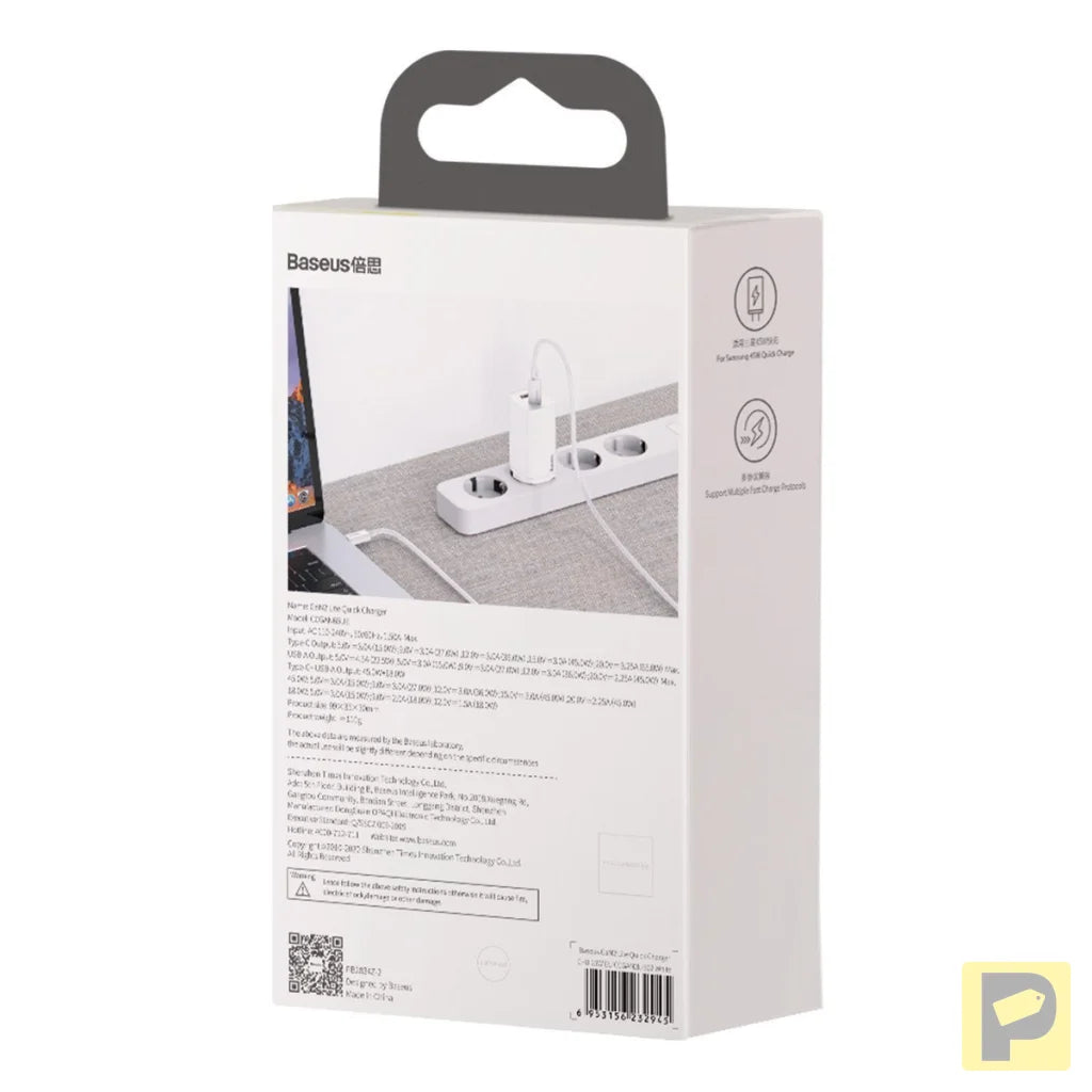 Quick Travel Charger Baseus GaN2 Lite USB+C 65W EU (white)