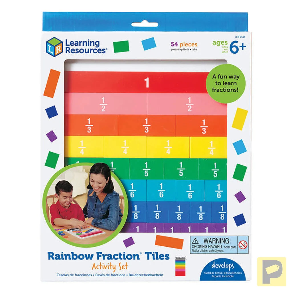 Rainbow Fraction Tiles With Tray Learning Resources LER 0615