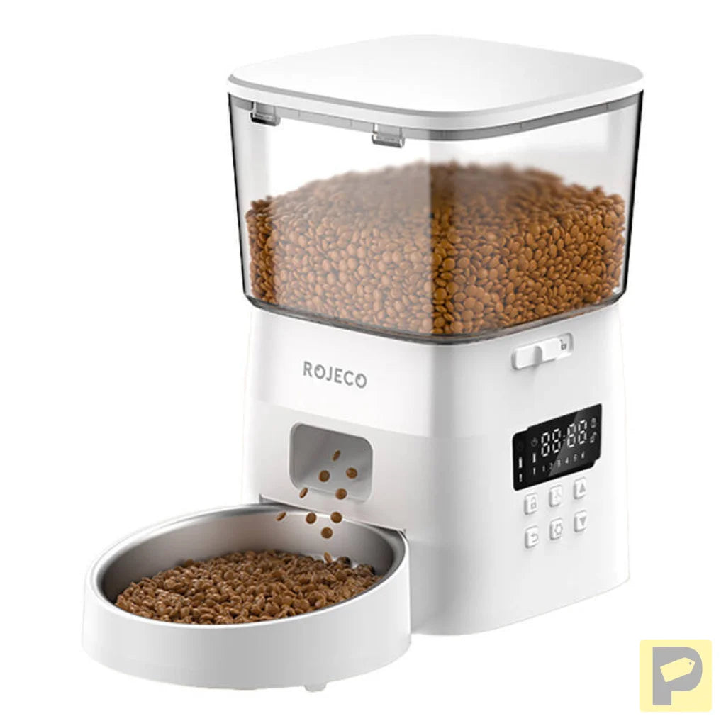 Rojeco 2L Automatic Pet Feeder Button Version (White)