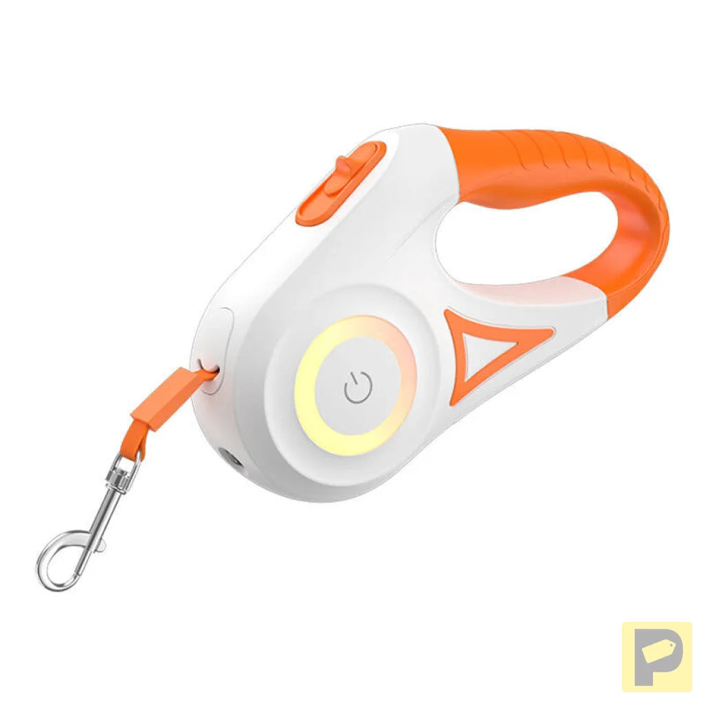 Rojeco Dog Automatic Leash LED 5 m (white and orange)