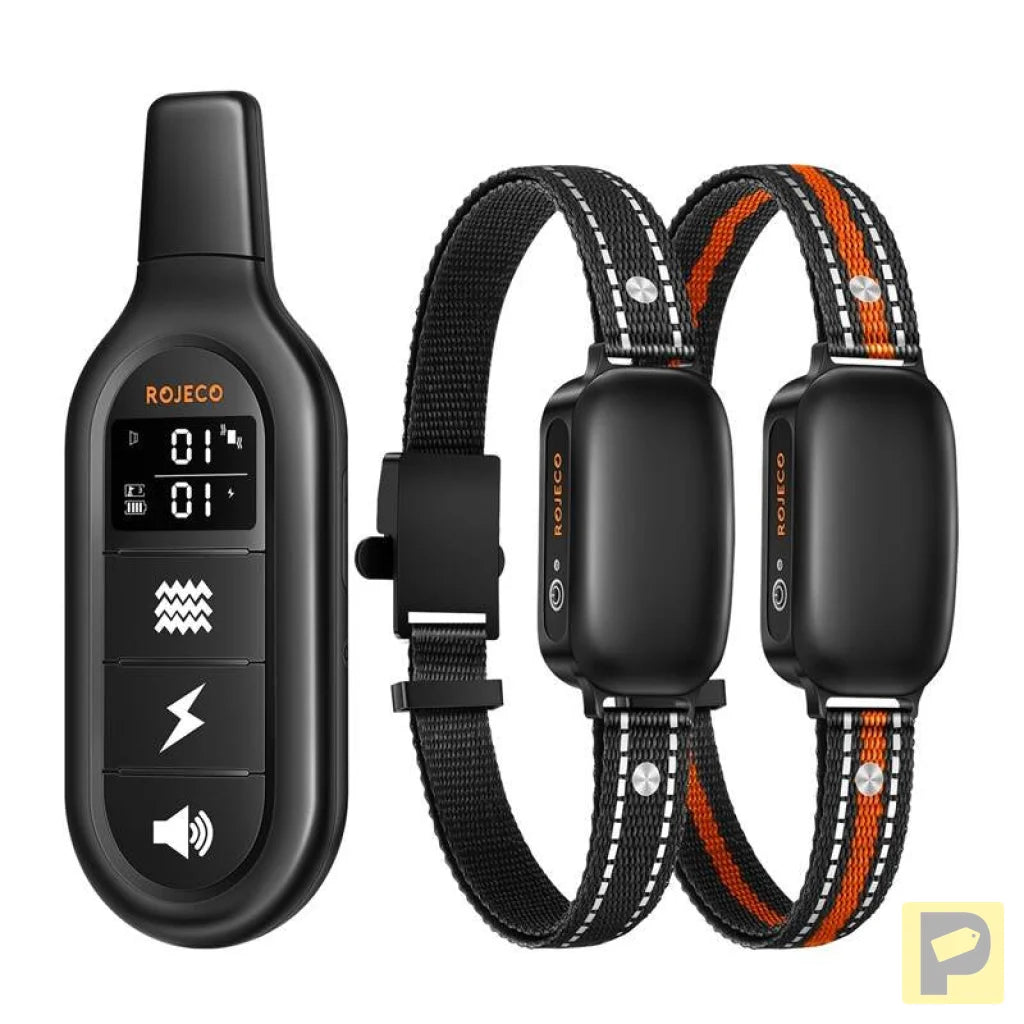 RojecoPD521 1000m Dog Training Collar with 2 collars (black)