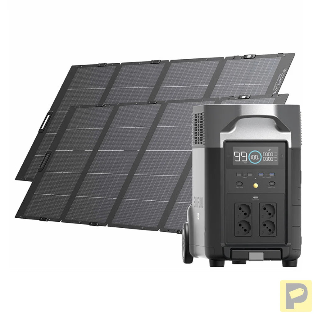 Set: EcoFlow Delta Pro power station + 2x 400W photovoltaic panel.