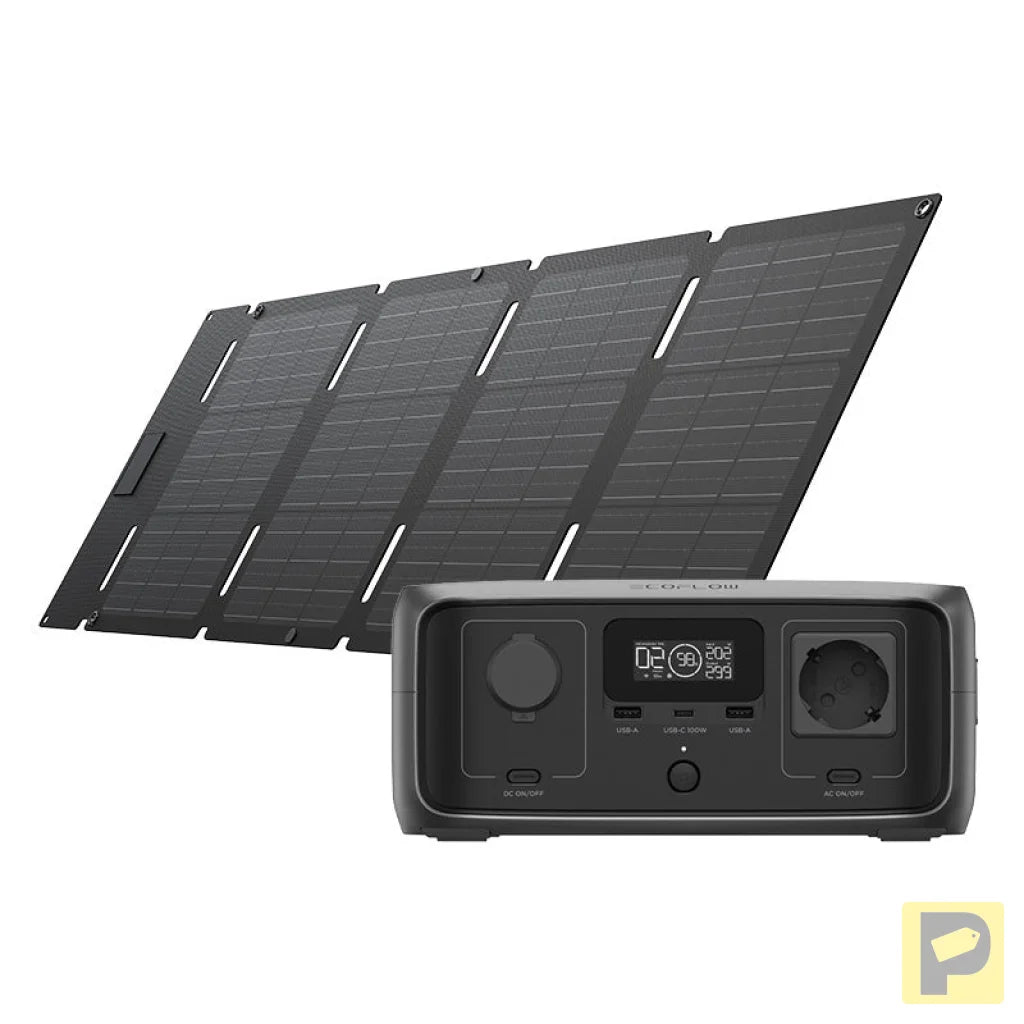 Set: EcoFlow RIVER 3 UPS Power Station + 45W Photovoltaic Panel.