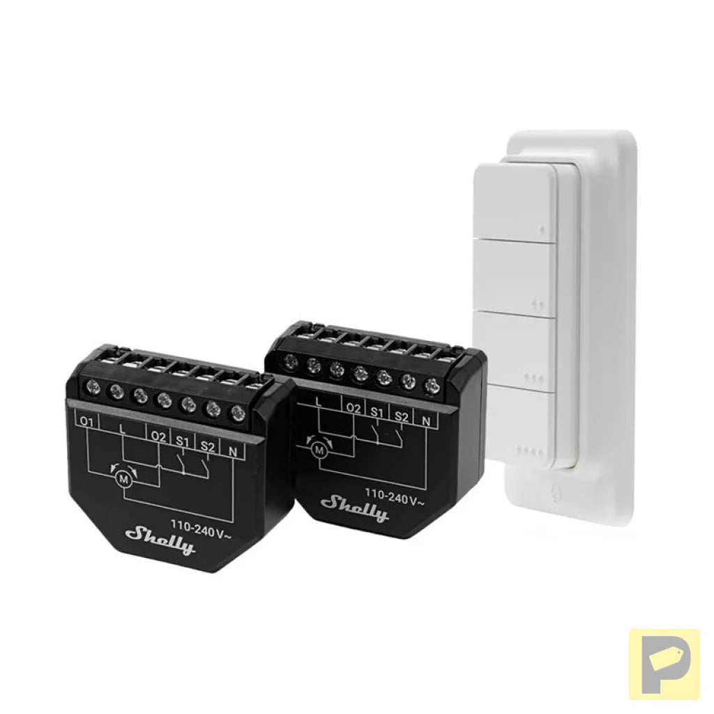 Set of 2 Blind/curtain WiFi controllers Shelly Shutter + BLU RC Button 4