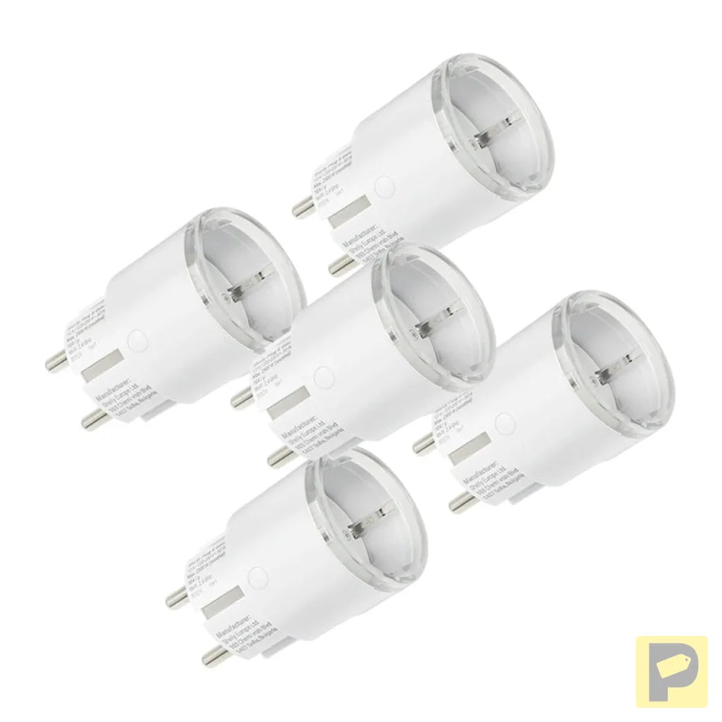 Set of 5 Shelly Plug S MTR Gen3 12A smart outlets (white)