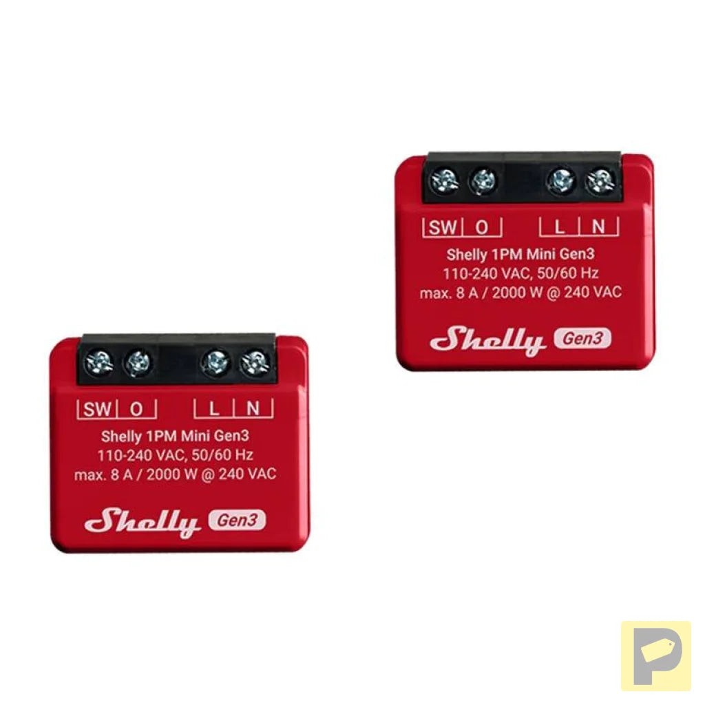 Shelly 1PM Mini Gen3 Set of 2 Controllers, WiFi/Bluetooth